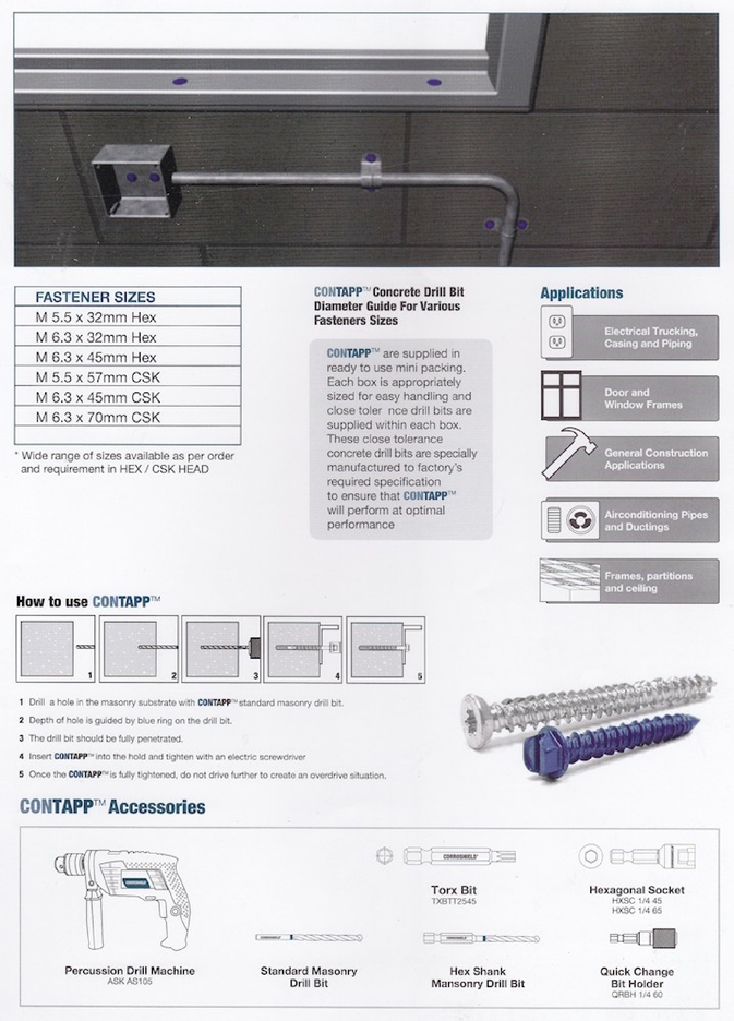 fasteners for concrete masonry fixing applications
