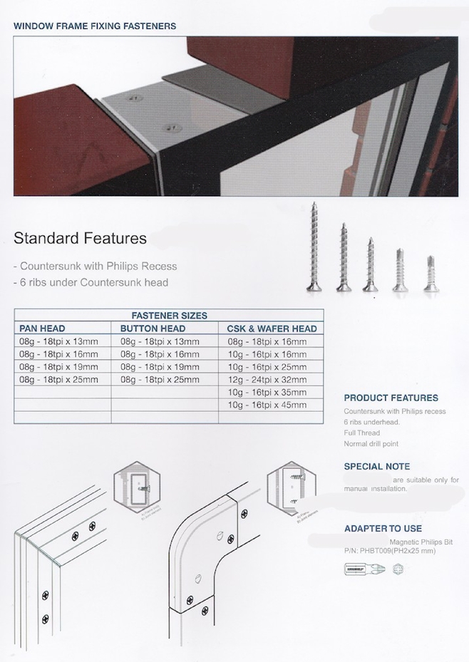 window frame fixing fasteners